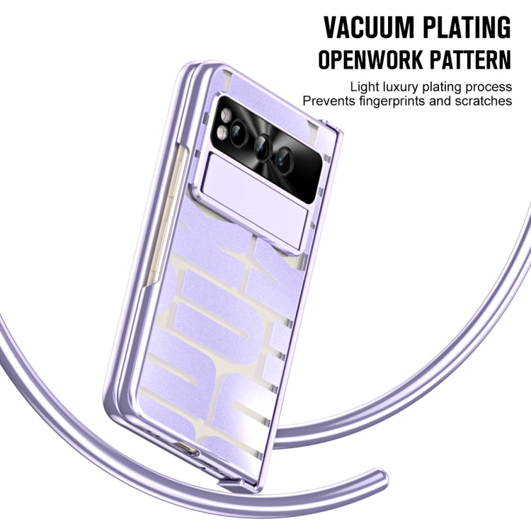For Google Pixel Fold Integrated Electroplating Folding Phone Case with Hinge(Purple)