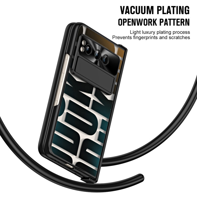 For Google Pixel Fold Integrated Electroplating Folding Phone Case with Pen Slot & Hinge(Black)