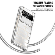 For Google Pixel Fold Integrated Electroplating Folding Phone Case with Pen Slot & Hinge(Silver)