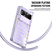 For Google Pixel Fold Integrated Electroplating Folding Phone Case with Pen Slot & Hinge(Purple)