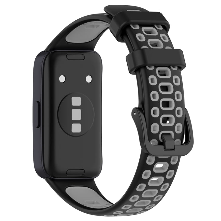 For Huawei Band 8 Two Color Silicone Replacement Watch Band(Black Grey)
