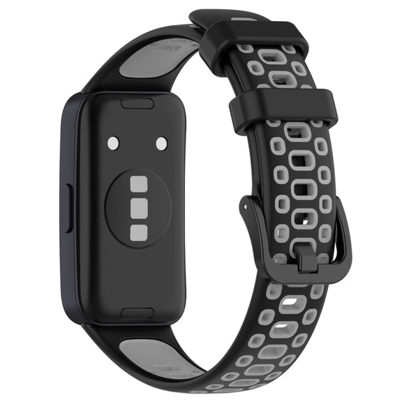 For Huawei Band 8 Two Color Silicone Replacement Watch Band(Black Grey)