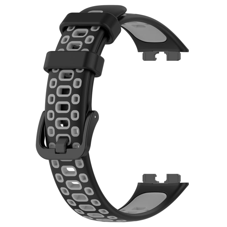For Huawei Band 8 Two Color Silicone Replacement Watch Band(Black Grey)