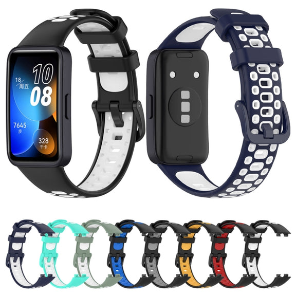 For Huawei Band 8 Two Color Silicone Replacement Watch Band(Black Grey)