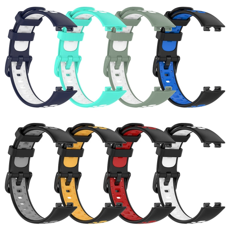 For Huawei Band 8 Two Color Silicone Replacement Watch Band(Black Grey)