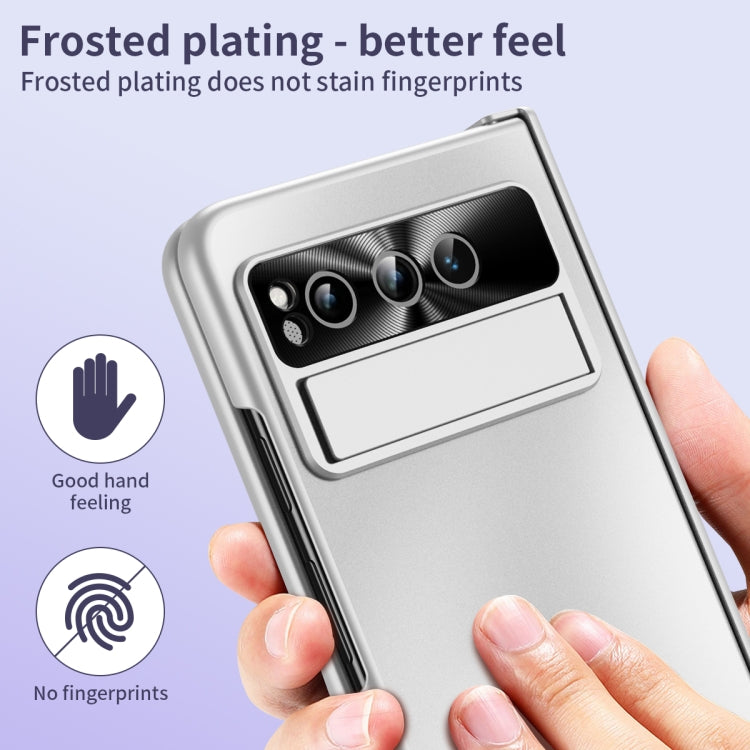 For Google Pixel Fold Integrated Electroplating Folding All-inclusive Phone Case with Hinge(Silver)