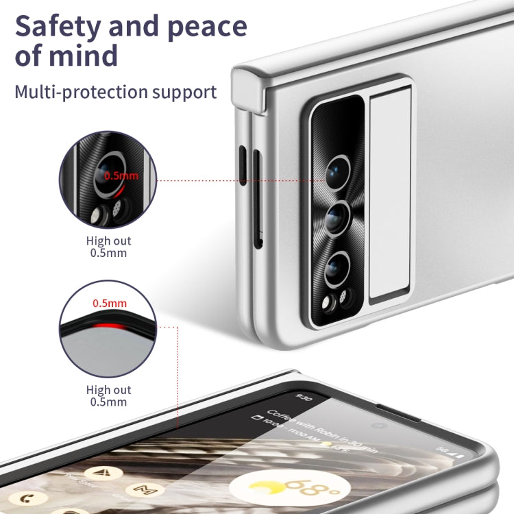 For Google Pixel Fold Integrated Electroplating Folding All-inclusive Phone Case with Hinge(Silver)