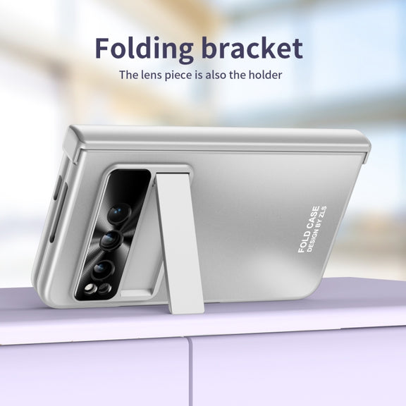 For Google Pixel Fold Integrated Electroplating Folding All-inclusive Phone Case with Hinge(Silver)