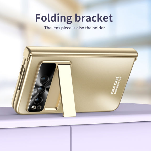 For Google Pixel Fold Integrated Electroplating Folding All-inclusive Phone Case with Hinge(Gold)