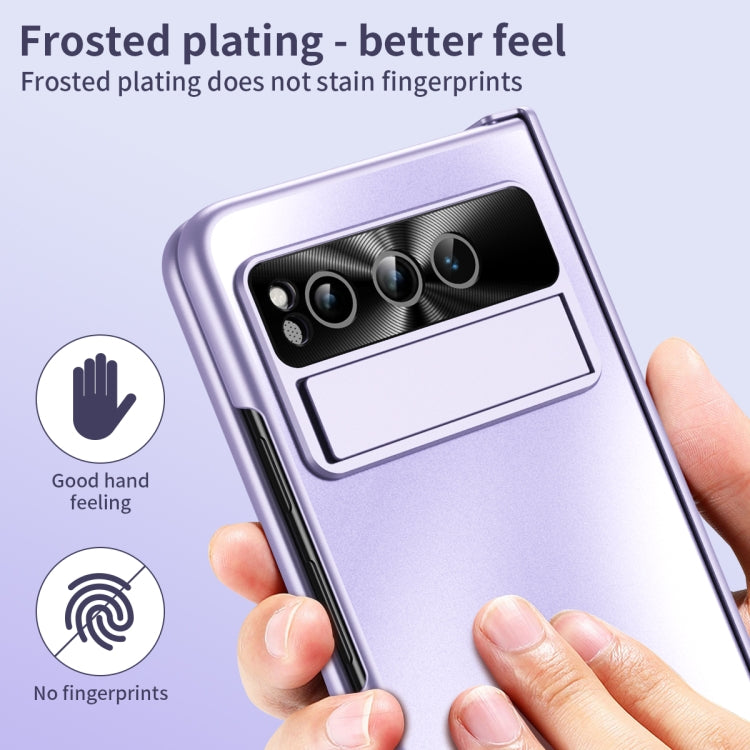 For Google Pixel Fold Integrated Electroplating Folding All-inclusive Phone Case with Hinge(Purple)