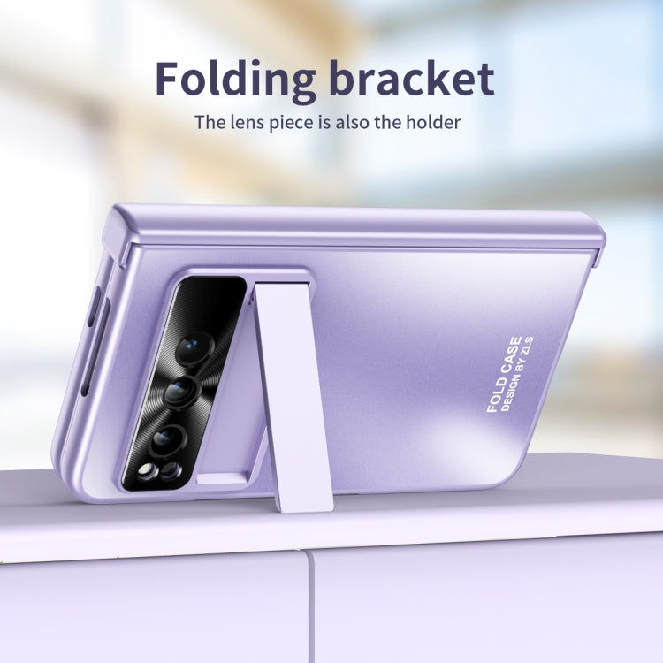 For Google Pixel Fold Integrated Electroplating Folding All-inclusive Phone Case with Hinge(Purple)