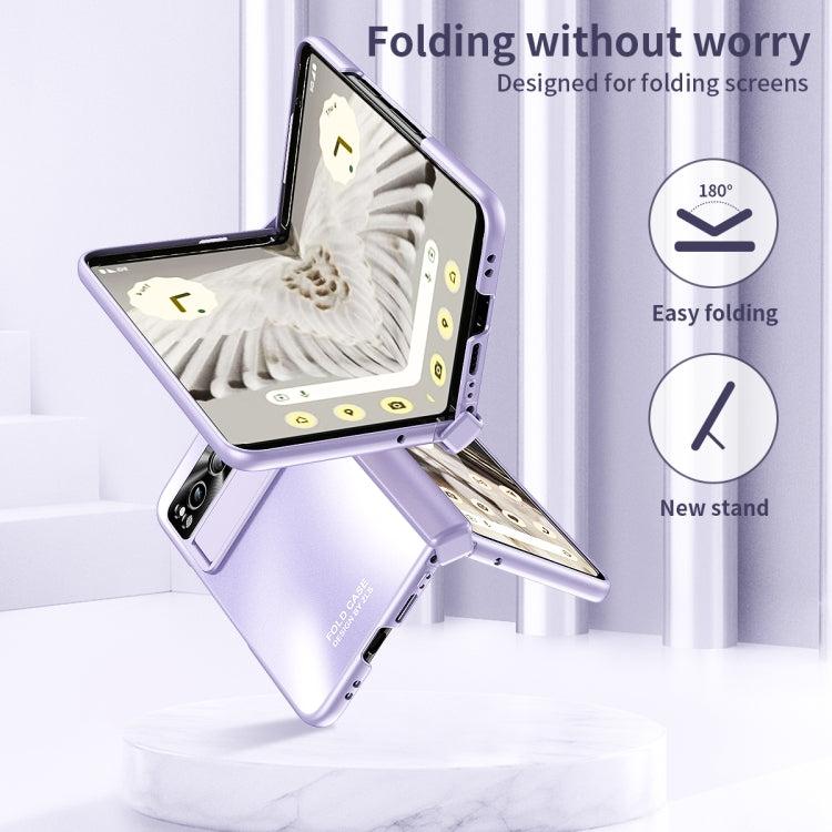 For Google Pixel Fold Integrated Electroplating Folding All-inclusive Phone Case with Hinge(Purple)