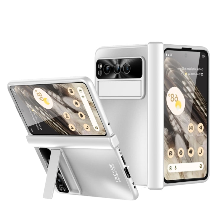 For Google Pixel Fold Integrated Electroplating Folding All-inclusive Phone Case with Pen Slot & Hinge(Silver)