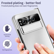 For Google Pixel Fold Integrated Electroplating Folding All-inclusive Phone Case with Pen Slot & Hinge(Silver)