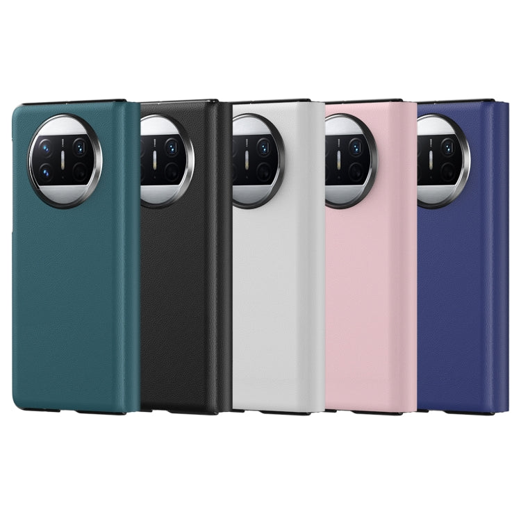 For Huawei Mate X3 Litchi Pattern Foldable Side Window View Protective Phone Case(Blue)