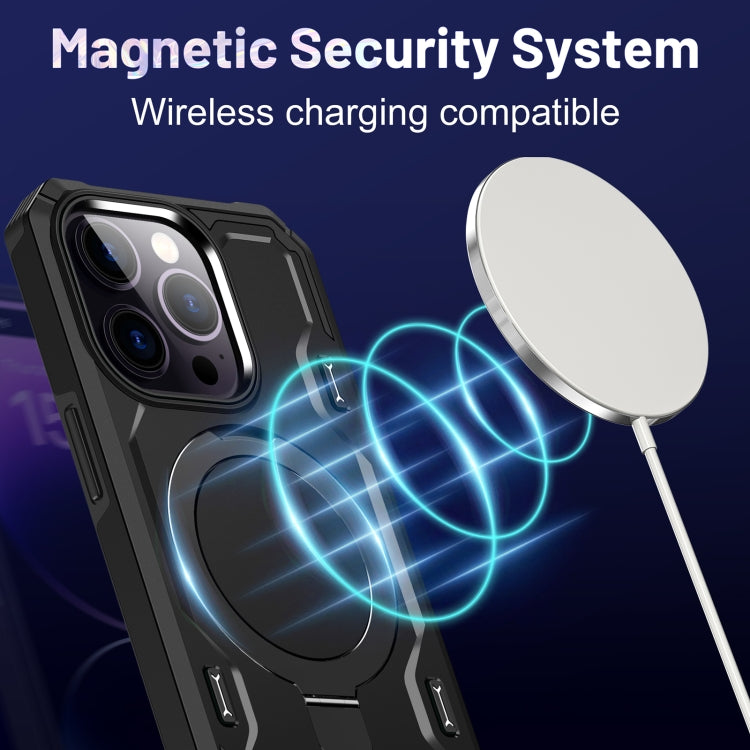For iPhone 14 / 13 Patronus MagSafe Magnetic Holder Phone Case(Black)
