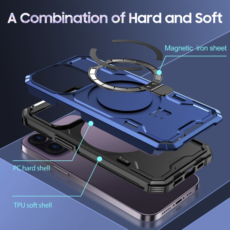 For iPhone 13 Pro Max Patronus MagSafe Magnetic Holder Phone Case(Navy Blue)