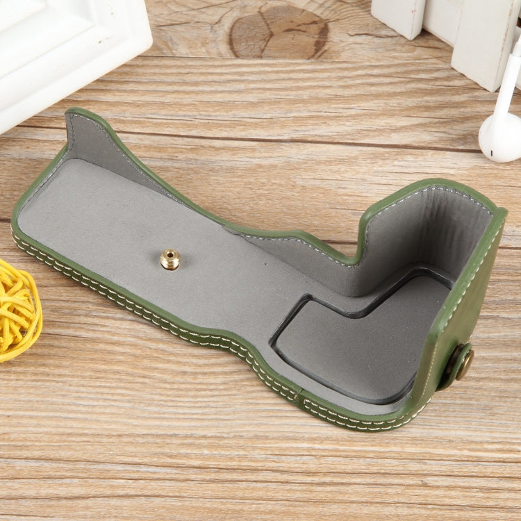For Canon EOS R8 1/4 inch Thread PU Leather Camera Half Case Base(Green)
