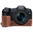 For Canon EOS R8 1/4 inch Thread PU Leather Camera Half Case Base(Coffee) - Half Case by PMC TechLife | Online Shopping South Africa | PMC TechLife | Buy Now Pay Later Mobicred