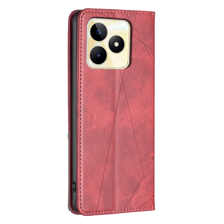 For Realme C53 Rhombus Texture Leather Phone Case(Red)