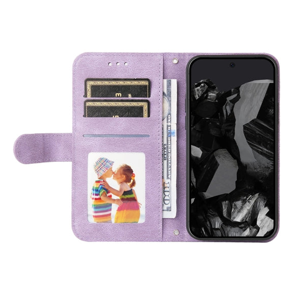 For Google Pixel 9 Pro Skin Feel Life Tree Metal Button Leather Phone Case(Purple)
