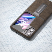 For OPPO Find N2 Flip ABEEL Dream Litchi Texture PU Phone Case with Holder(Khaki)