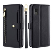 For Sharp Aqous Wish3 Sheep Texture Cross-body Zipper Wallet Leather Phone Case(Black)