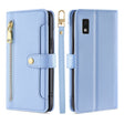 For Sharp Aqous Wish3 Sheep Texture Cross-body Zipper Wallet Leather Phone Case(Blue) - More Brand by PMC TechLife | Online Shopping South Africa | PMC TechLife | Buy Now Pay Later Mobicred