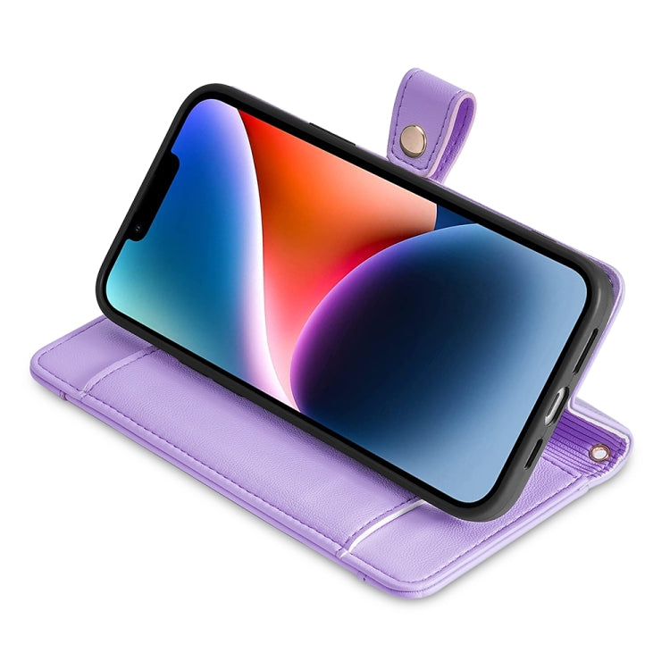 For Sharp Aquos R8 SH-52D Sheep Texture Cross-body Zipper Wallet Leather Phone Case(Purple)