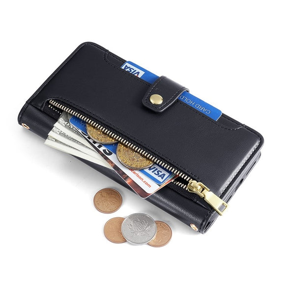 For Sharp Aquos R9 Sheep Texture Cross-body Zipper Wallet Leather Phone Case(Black)