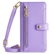 For Sharp Aquos R9 Sheep Texture Cross-body Zipper Wallet Leather Phone Case(Purple)