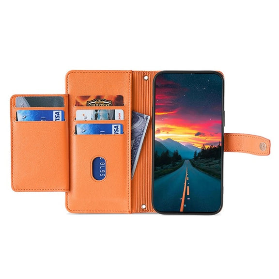 For Sharp Aquos Wish4 Sheep Texture Cross-body Zipper Wallet Leather Phone Case(Orange)