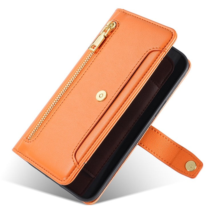 For Sharp Aquos Wish4 Sheep Texture Cross-body Zipper Wallet Leather Phone Case(Orange)