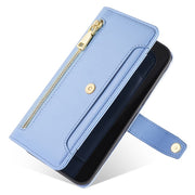 For Sharp Aquos Wish4 Sheep Texture Cross-body Zipper Wallet Leather Phone Case(Blue)