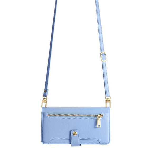 For Sharp Aquos Wish4 Sheep Texture Cross-body Zipper Wallet Leather Phone Case(Blue)
