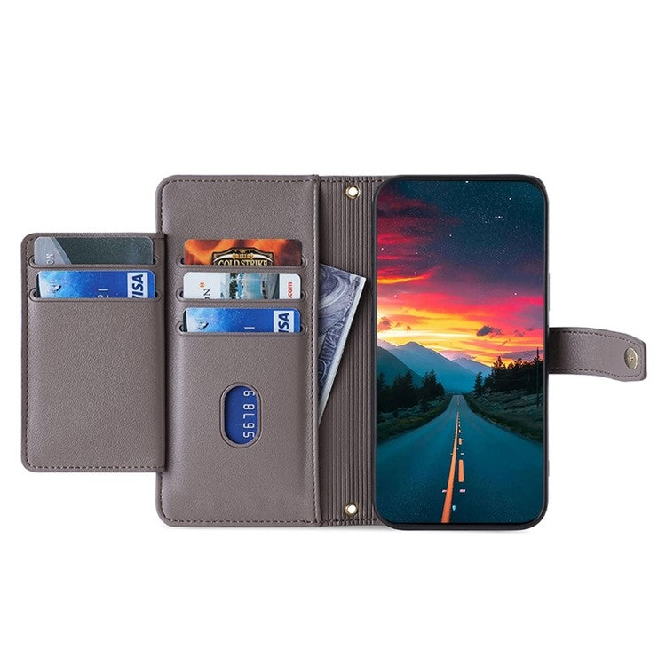 For Sharp Aquos Wish4 Sheep Texture Cross-body Zipper Wallet Leather Phone Case(Grey)