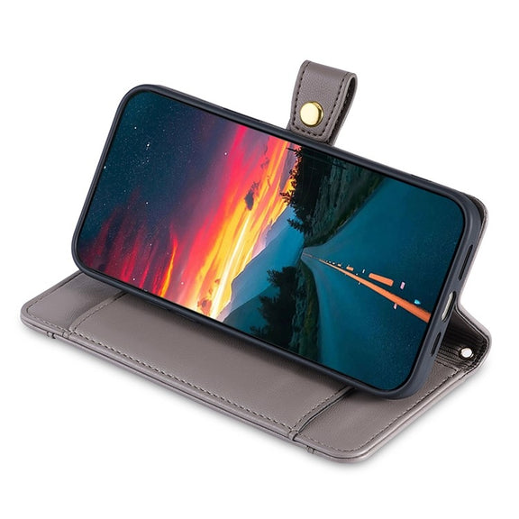For Sharp Aquos Wish4 Sheep Texture Cross-body Zipper Wallet Leather Phone Case(Grey)