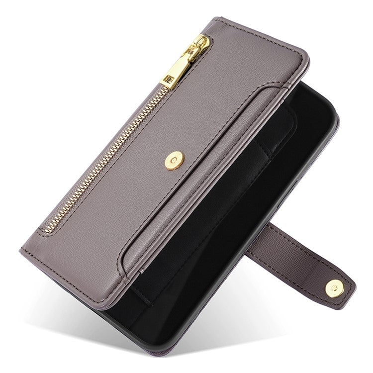 For Sharp Aquos Wish4 Sheep Texture Cross-body Zipper Wallet Leather Phone Case(Grey)