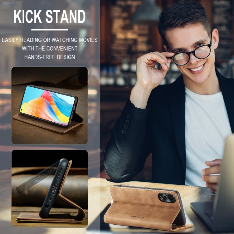 For OPPO A78 4G CaseMe 013 Multifunctional Horizontal Flip Leather Phone Case(Brown)