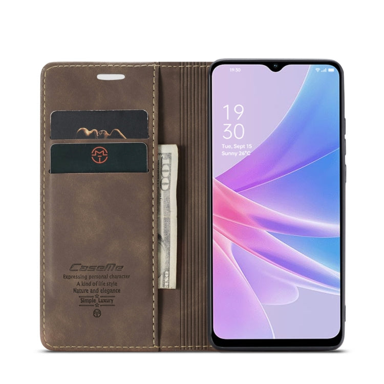 For OPPO A58 5G / A58X 5G CaseMe 013 Multifunctional Horizontal Flip Leather Phone Case(Coffee)