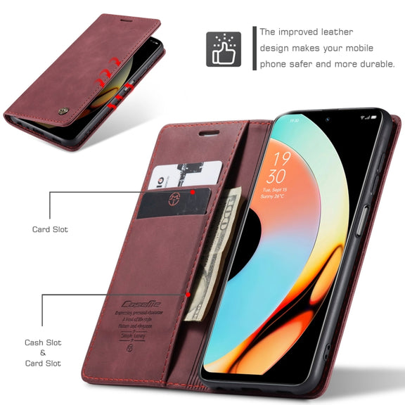 For Realme 10 Pro 5G CaseMe 013 Multifunctional Horizontal Flip Leather Phone Case(Wine Red)
