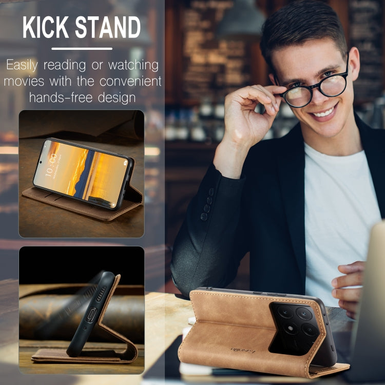 For Xiaomi Poco X6 Pro CaseMe 013 Multifunctional Horizontal Flip Leather Phone Case(Brown)