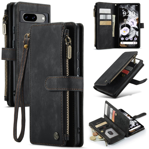 For Google Pixel 8a CaseMe C30 Multifunctional Leather Phone Case(Black)