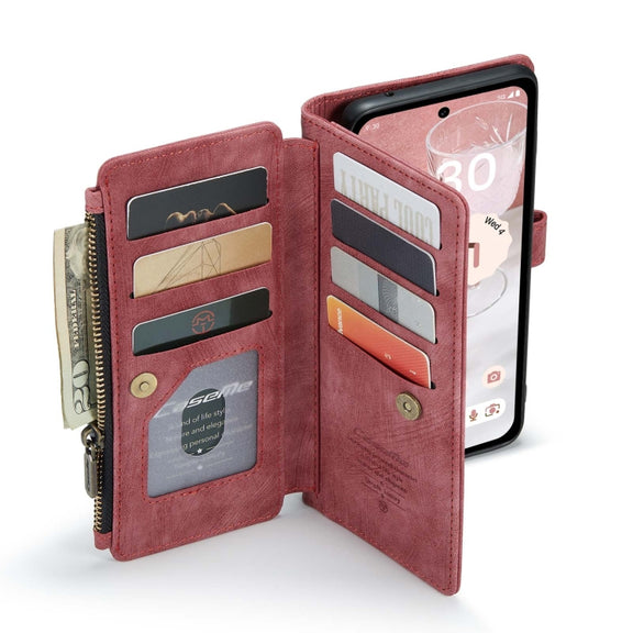 For Google Pixel 8a CaseMe C30 Multifunctional Leather Phone Case(Red)