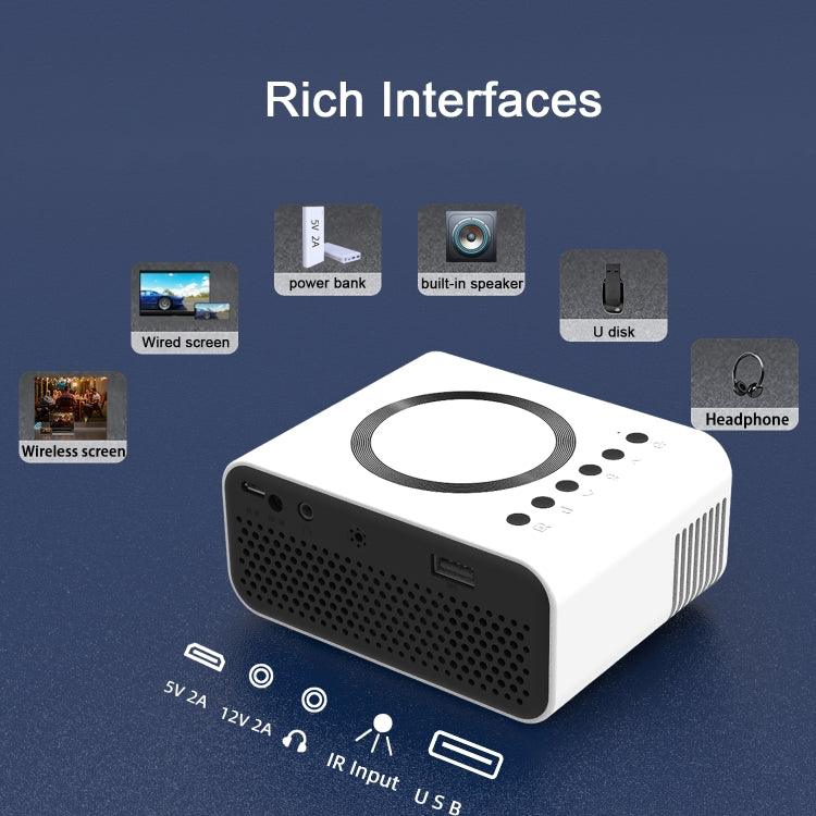 T300S 320x240 24ANSI Lumens Mini LCD Projector Supports Wired & Wireless Same Screen, Specification:UK Plug(Black)