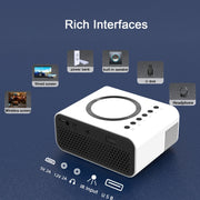 T300S 320x240 24ANSI Lumens Mini LCD Projector Supports Wired & Wireless Same Screen, Specification:US Plug(White)