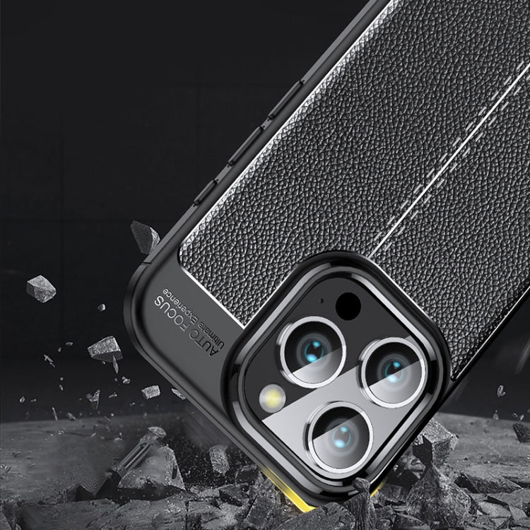 For iPhone 16 Pro Max Litchi Texture Shockproof TPU Phone Case(Black)
