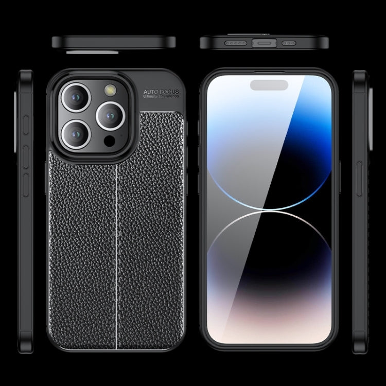 For iPhone 16 Pro Litchi Texture Shockproof TPU Phone Case(Blue)