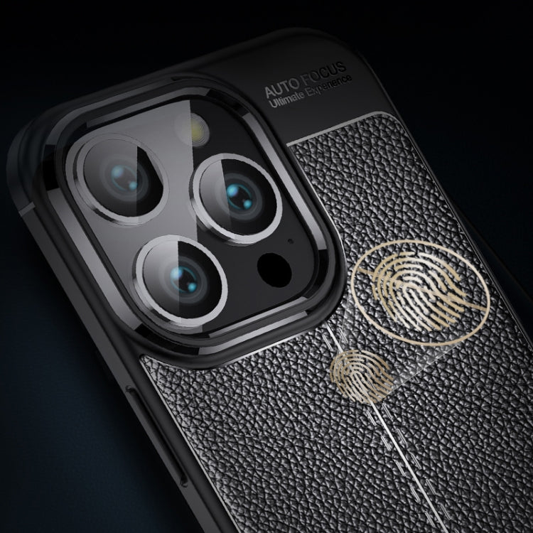For iPhone 16 Pro Litchi Texture Shockproof TPU Phone Case(Blue)