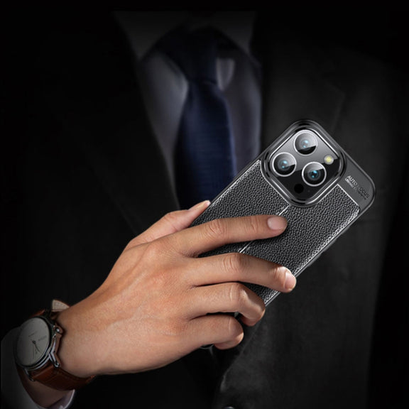 For iPhone 16 Pro Litchi Texture Shockproof TPU Phone Case(Blue)